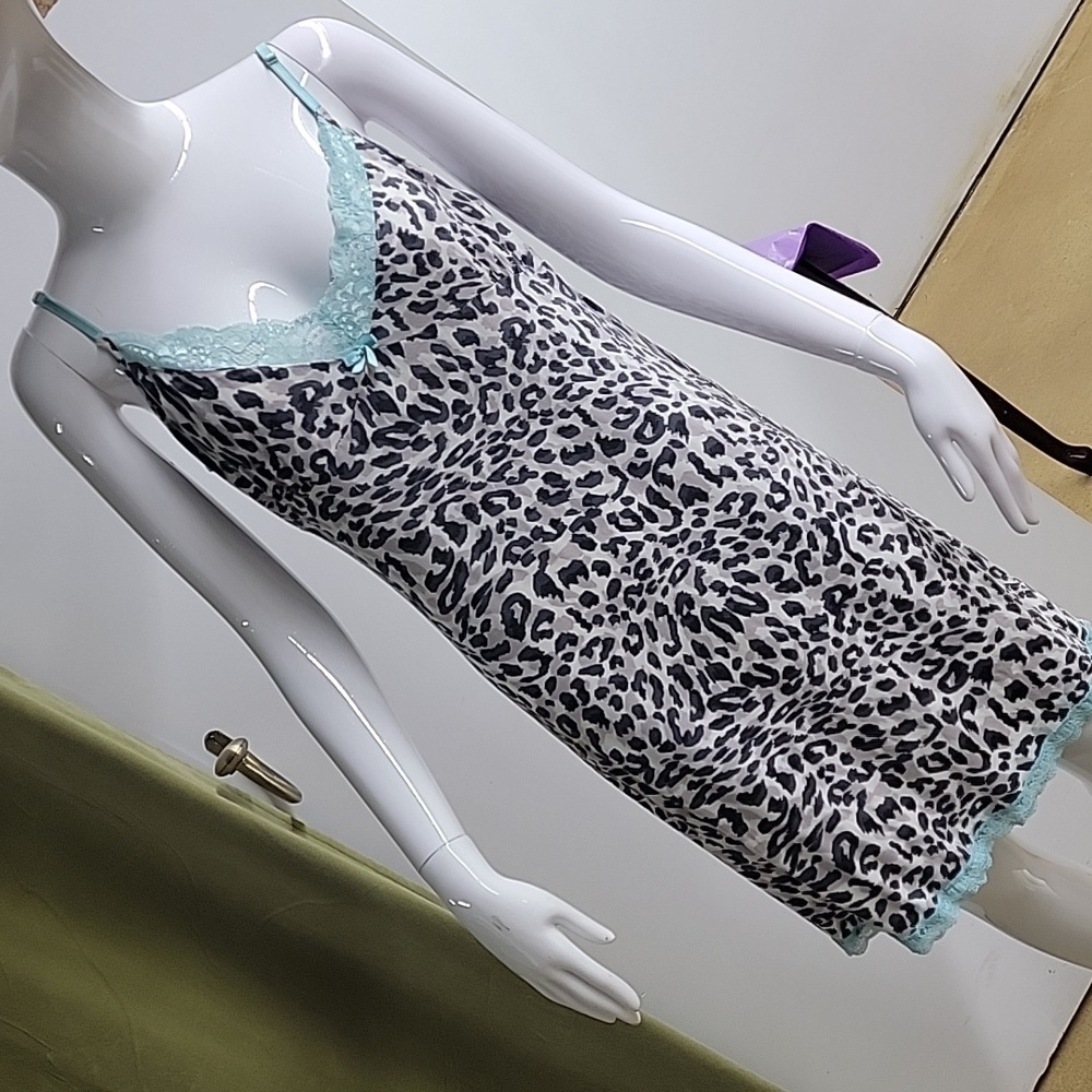 P.J Salvage Modal and Elastane Leopard Pront Camisole Nightgown Adjustable Strap